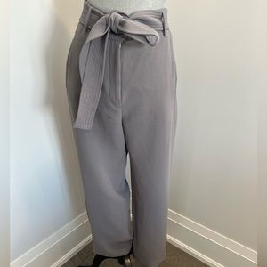 GREY WILFRED CROPPED TIE-FRONT PANTS (SIZE: 12)